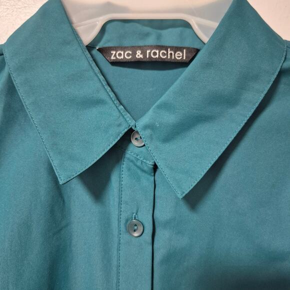 Zac & Rachel Womens Emerald Green Blouse Long-sleeved Small Accordion Stretch - Picture 4 of 15